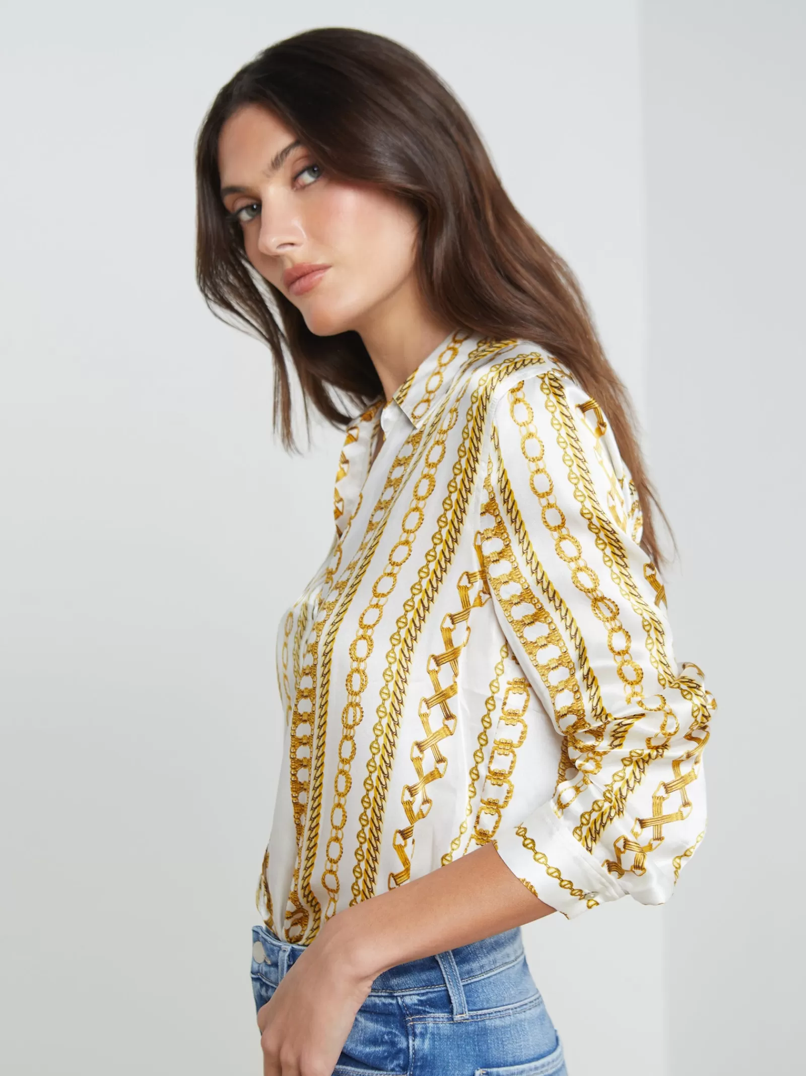 L'AGENCE Tyler Silk Blouse< Resort Collection | Print Edition