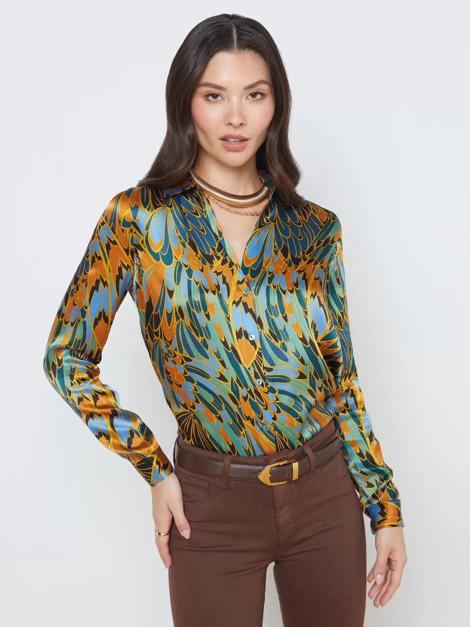 L'AGENCE Tyler Silk Blouse< Resort Collection | Print Edition