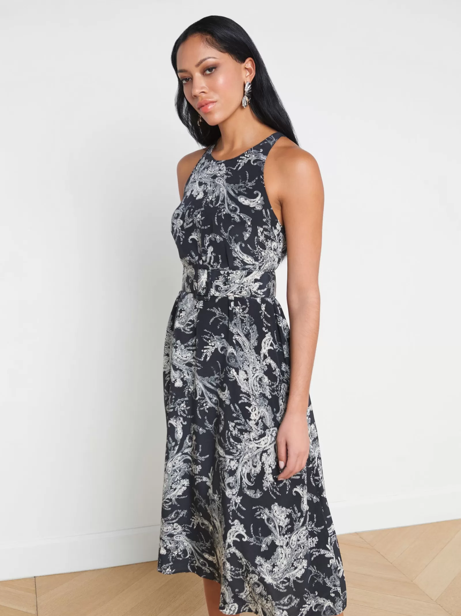 L'AGENCE Vivian Belted Silk Dress< Print Edition | Spring Collection