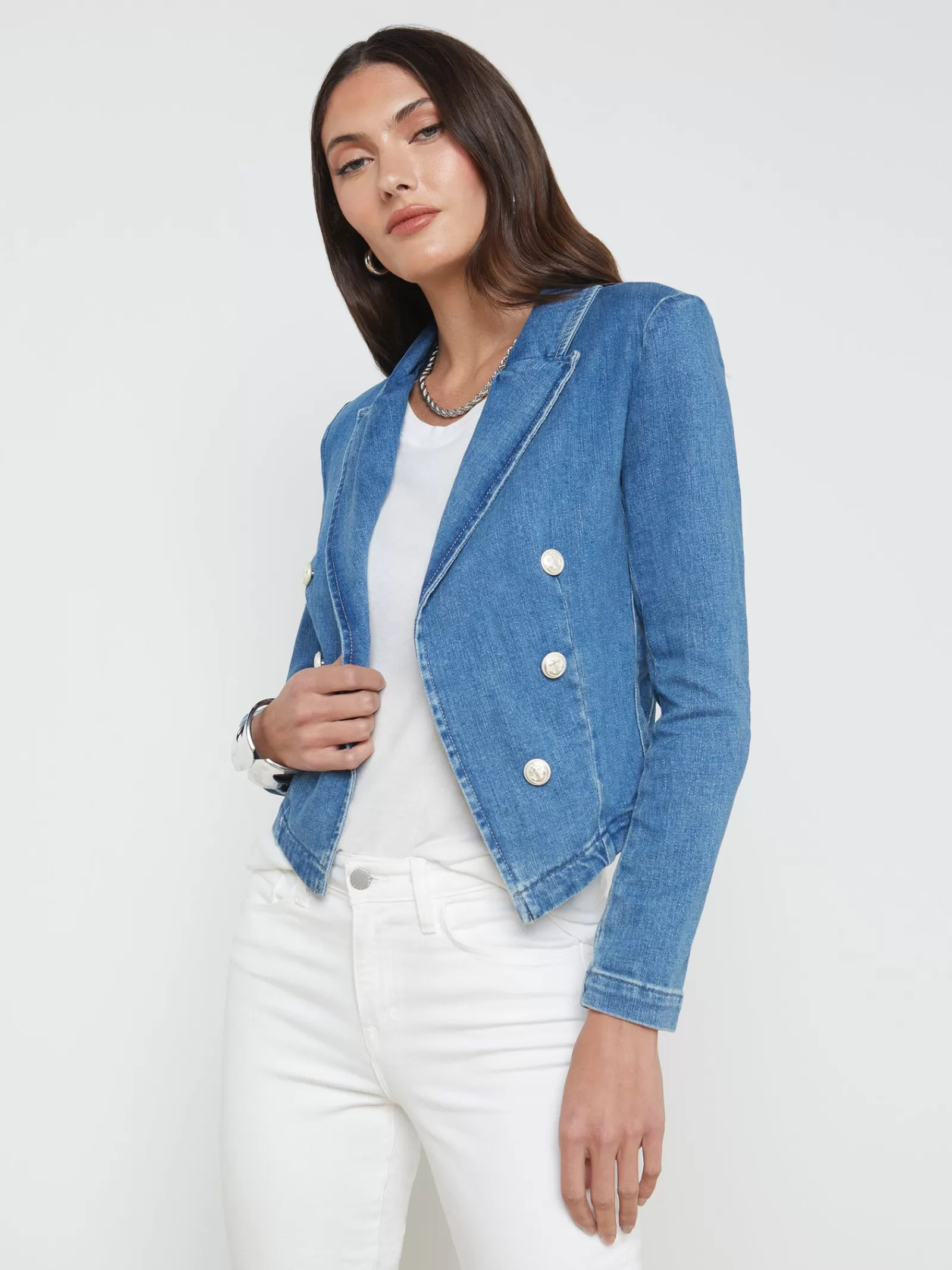L'AGENCE Wayne Denim Blazer< Back in Stock | Best Sellers