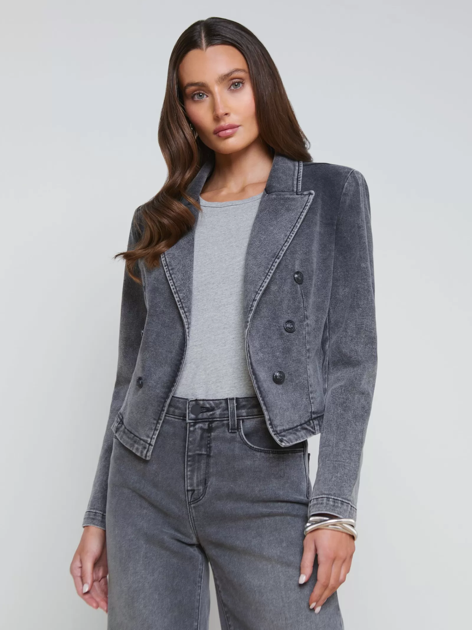 L'AGENCE Wayne Denim Blazer< Spring Collection | Blazers & Jackets