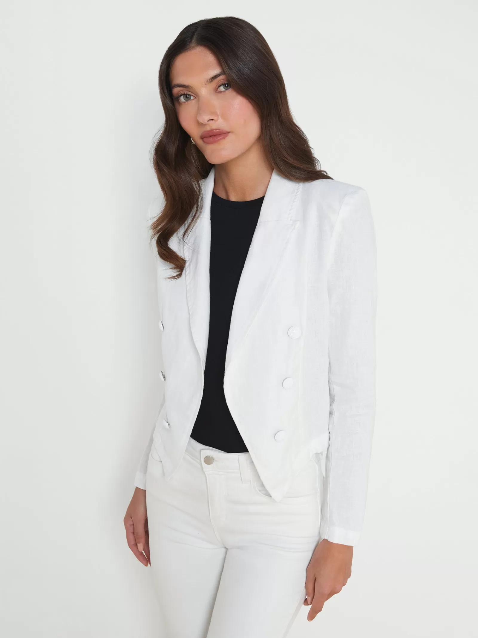 L'AGENCE Wayne Linen Blazer< Nouveau Whites | Linen