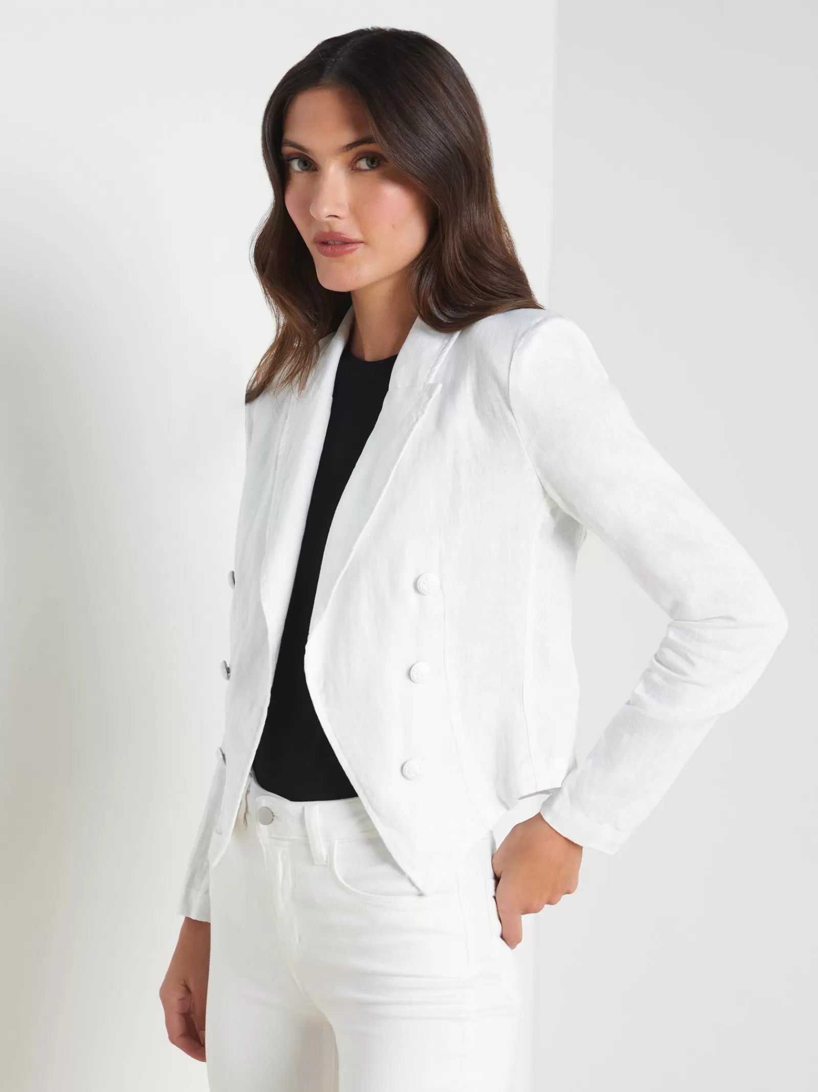 L'AGENCE Wayne Linen Blazer< Nouveau Whites | Linen